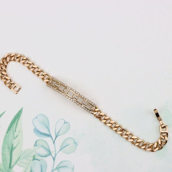 "Elegant Rose Gold Bracelet with Crystal Link Detailing, XPBL0847 - Picture 5 of 12